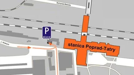 Grafická mapa polohy parkoviska v Poprade