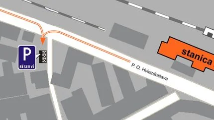 Grafická mapa polohy parkoviska v Žiline