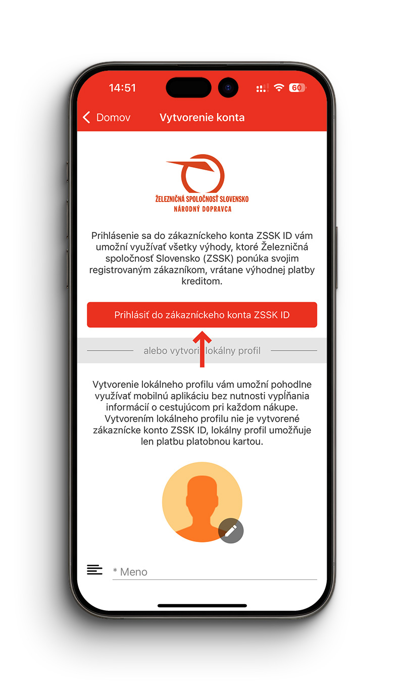 Prihlásenie do ZSSK ID